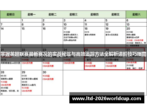 掌握英超联赛最新赛况的实战秘笈与高效追踪方法全解析进阶技巧指南